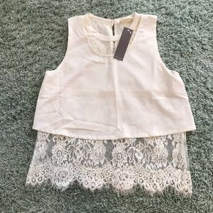 Cream layered lace tank top Size XS